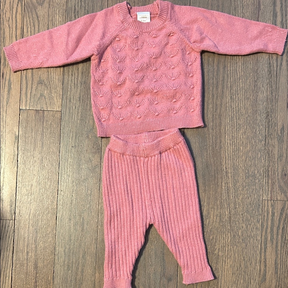 Gymboree Pink Knit Sweater & Ribbed Pants Matching Set